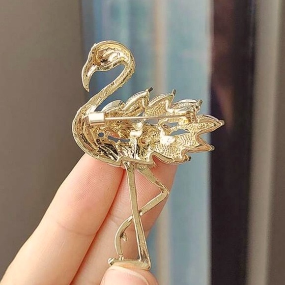 Pink & Gold Flamingo Animal Pin Brooch For Coats, Suit Jackets, Blazers etc NWT - Picture 4 of 4